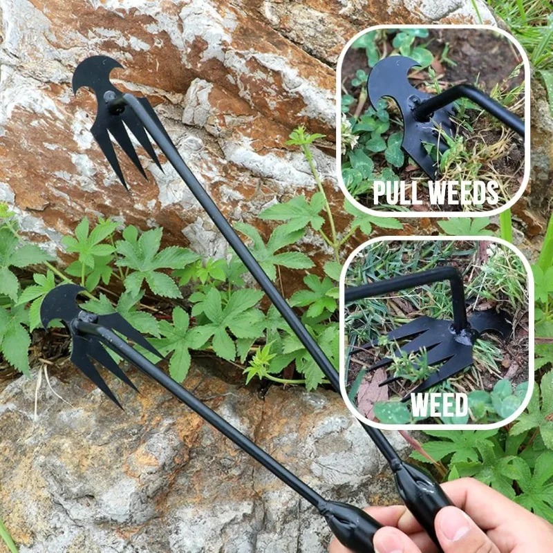 Grass Seed Spreader - เครื่องมือทำสวน 2-in-1 แบบใช้มือ คราดดิน ปลูกเมล็ด กำจัดรากหญ้า