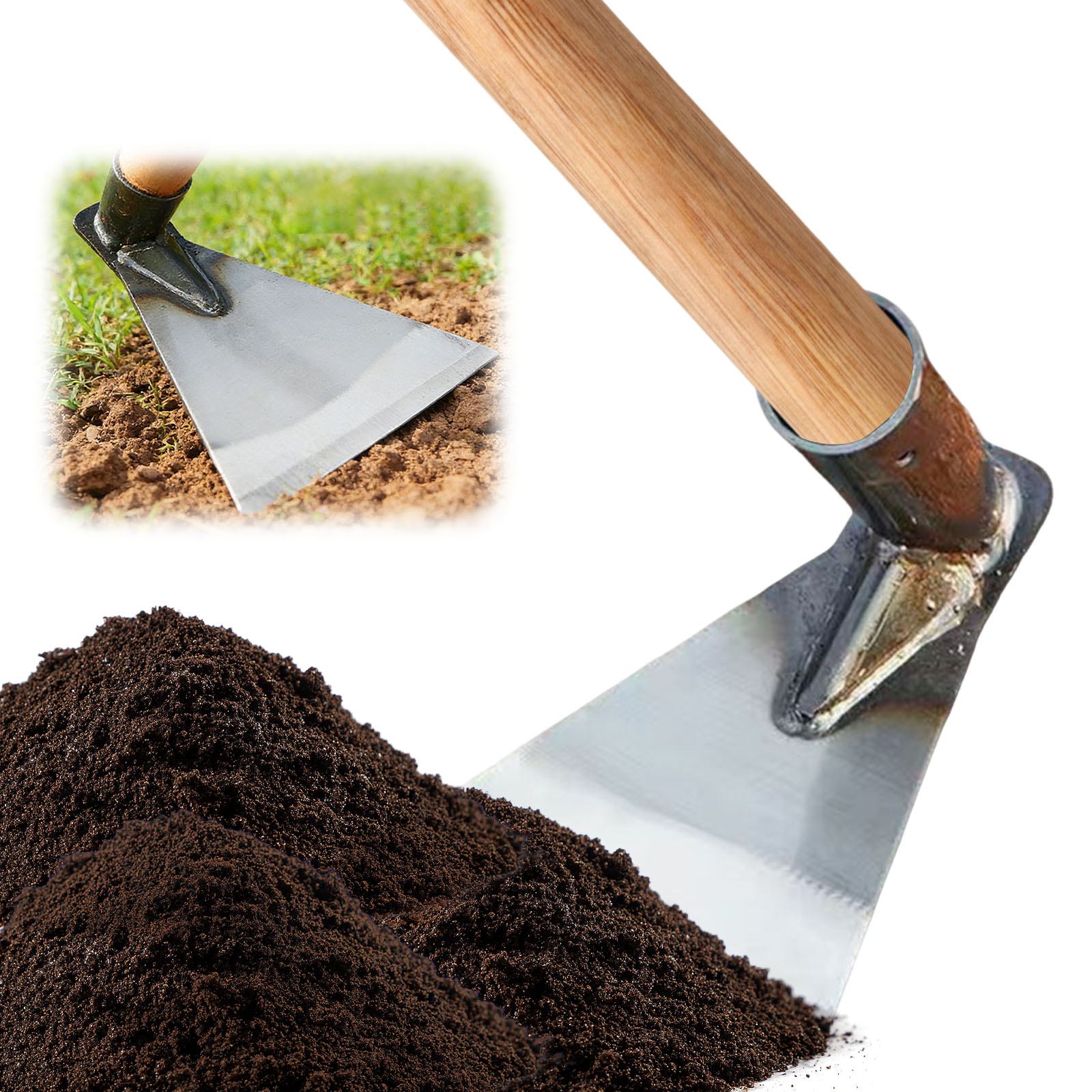 Gardening Tools Drawing - จอบทำสวนแบบหนัก จอบกำจัดวัชพืช จอบทำสวนรูปสามเหลี่ยม จอบกำจัดวัชพืชทางการเกษตร จอบทำสวนเหล็กกล้าทั้งหมด จอบกลวงแข็งแรง