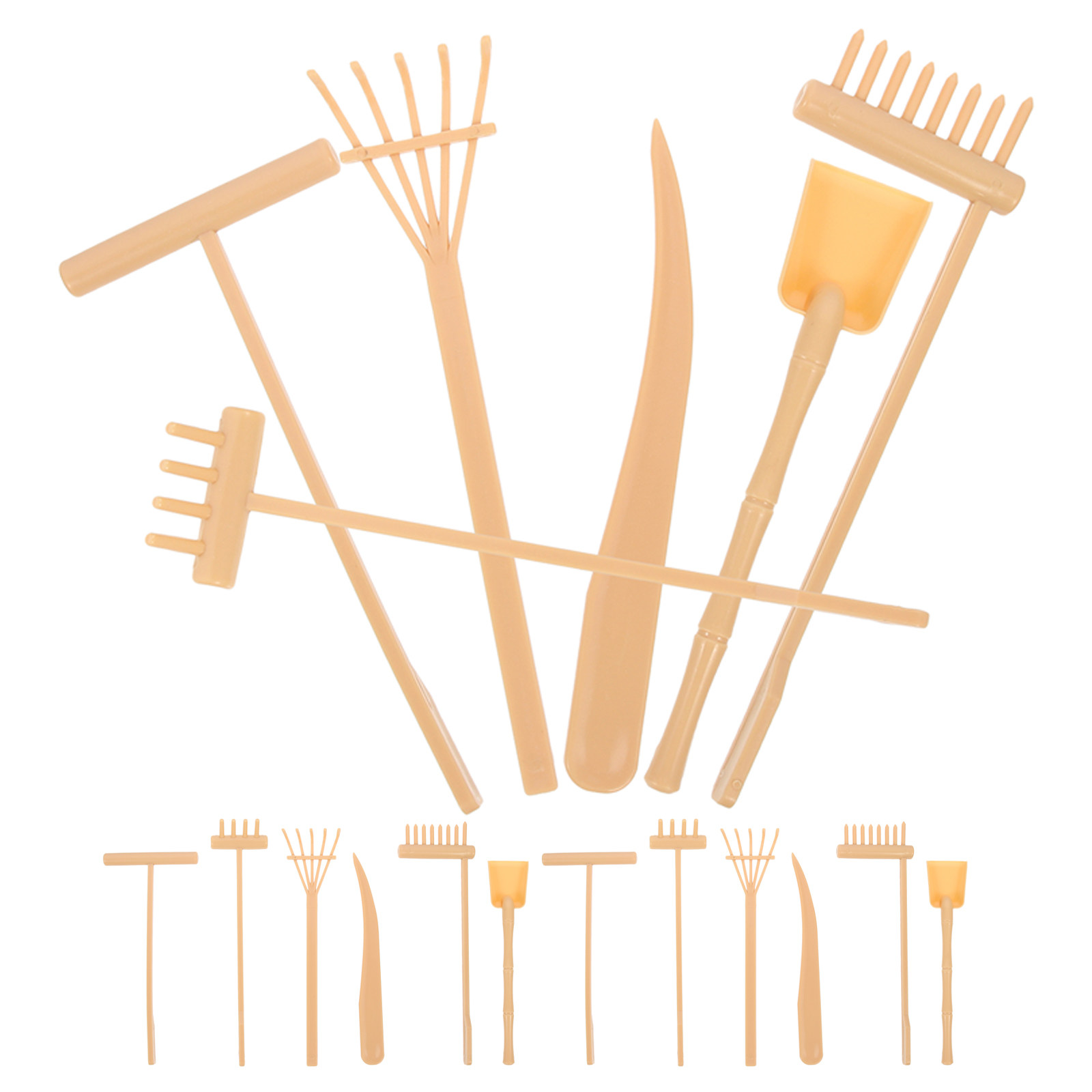 Gardening Tools Drawing - ชุด 3 ชิ้น คราดทรายเซนขนาดเล็ก สำหรับตกแต่งถาดทรายบนโต๊ะทำงาน เครื่องมือสำหรับการวาดภาพเพื่อการผ่อนคลายและการทำสมาธิ