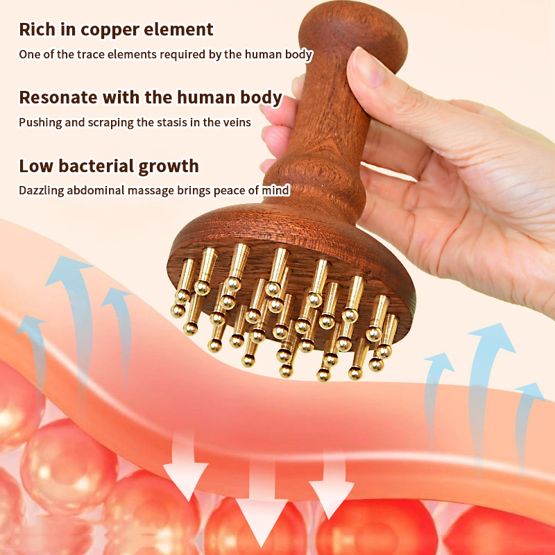 Gardening Tools Long Handle - เครื่องมือกัวซาแบบจีนที่ทนทาน หัวทองแดงสำหรับนวด กัวซาหวี ด้ามไม้ยาว แข็งแรง แปรงนวดจุดเส้นลมปราณ