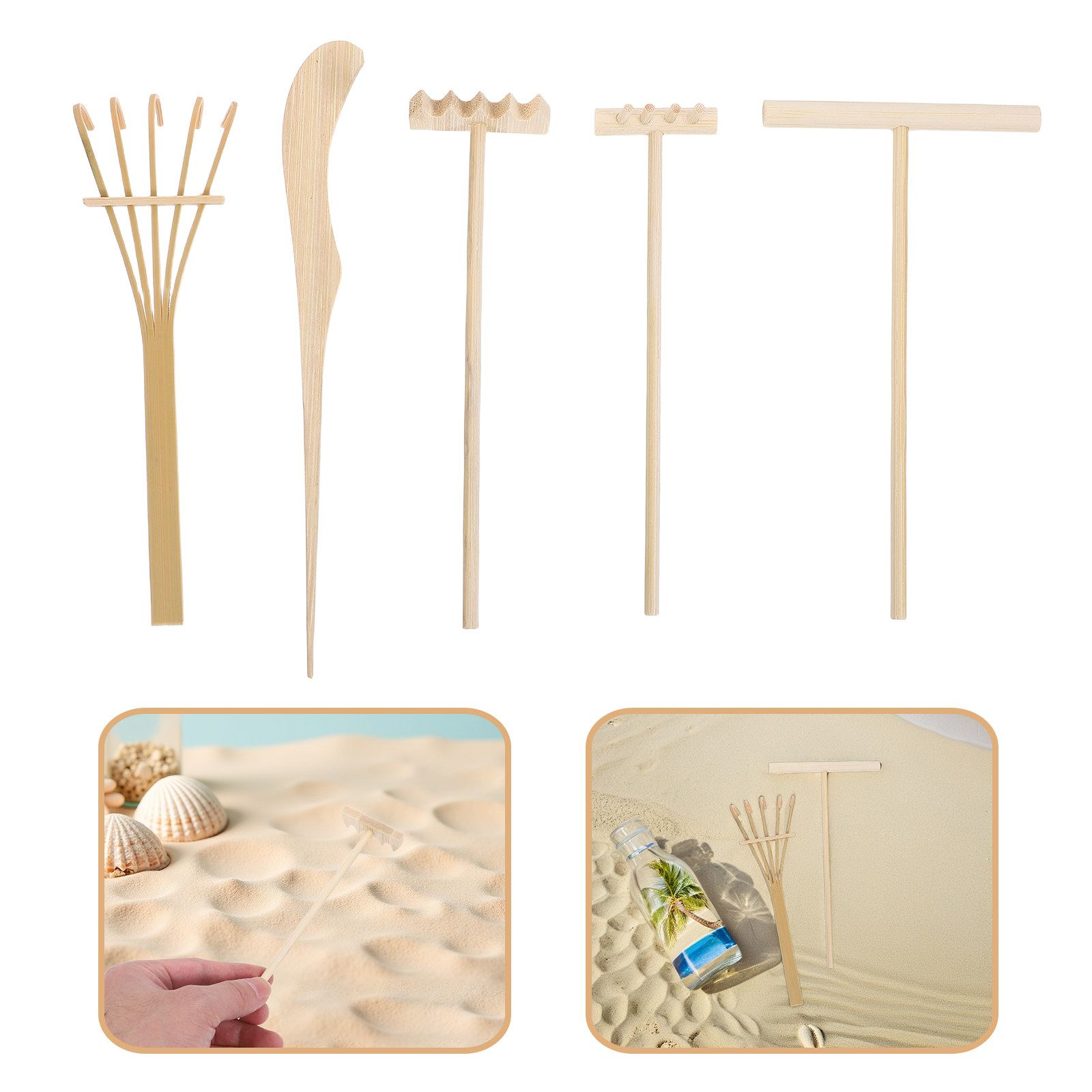 Gardening Tools Drawing - 5 ชิ้น ไม้พรวนทรายขนาดเล็กทำจากไม้ไผ่ สำหรับตกแต่งสวน ศิลปะเซน ปากกาวาดภาพ
