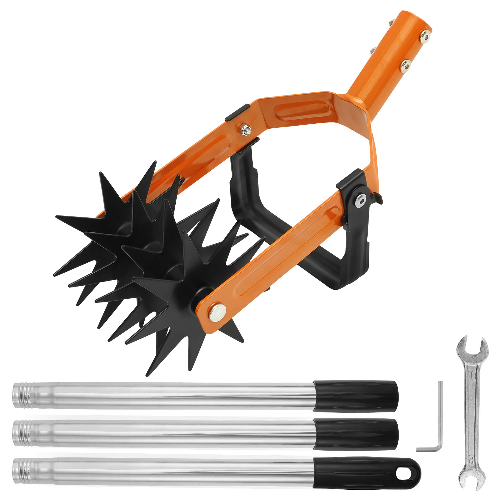 Gardening Tools Long Handle - ใหม่ 2-in-1Tiller เครื่องมือสแตนเลส ROTARY Cultivator ปรับความยาวสวน