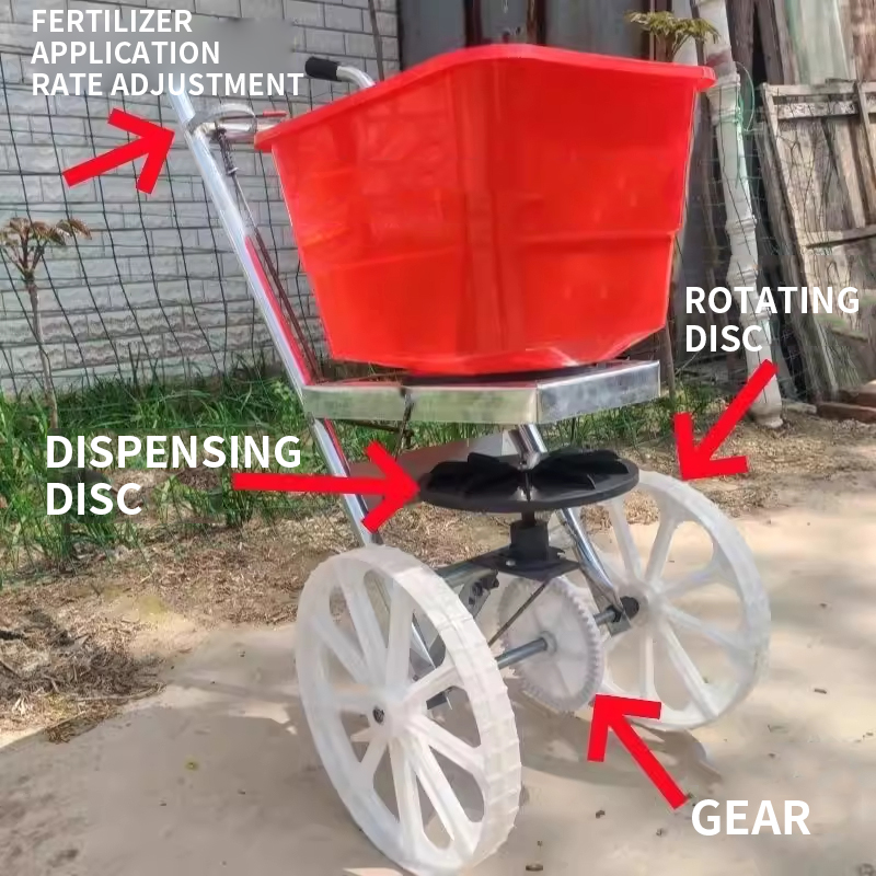เครื่องหว่านเมล็ดหญ้าและใส่ปุ๋ - Grass Seed Spreader บทวิจารณ์และราคา